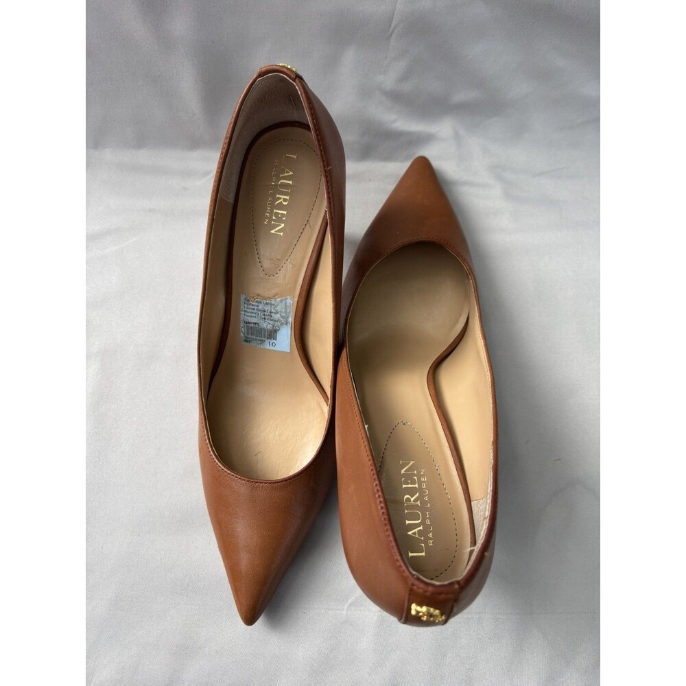 RALPH LAUREN CARAMEL BROWN LEATHER SHOES SIZE 10B - Picture 1 of 11